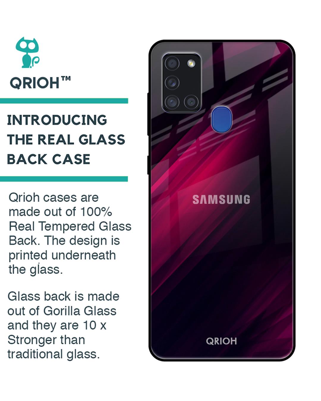Shop Razor Black Glass Case For Samsung Galaxy A21s-Back