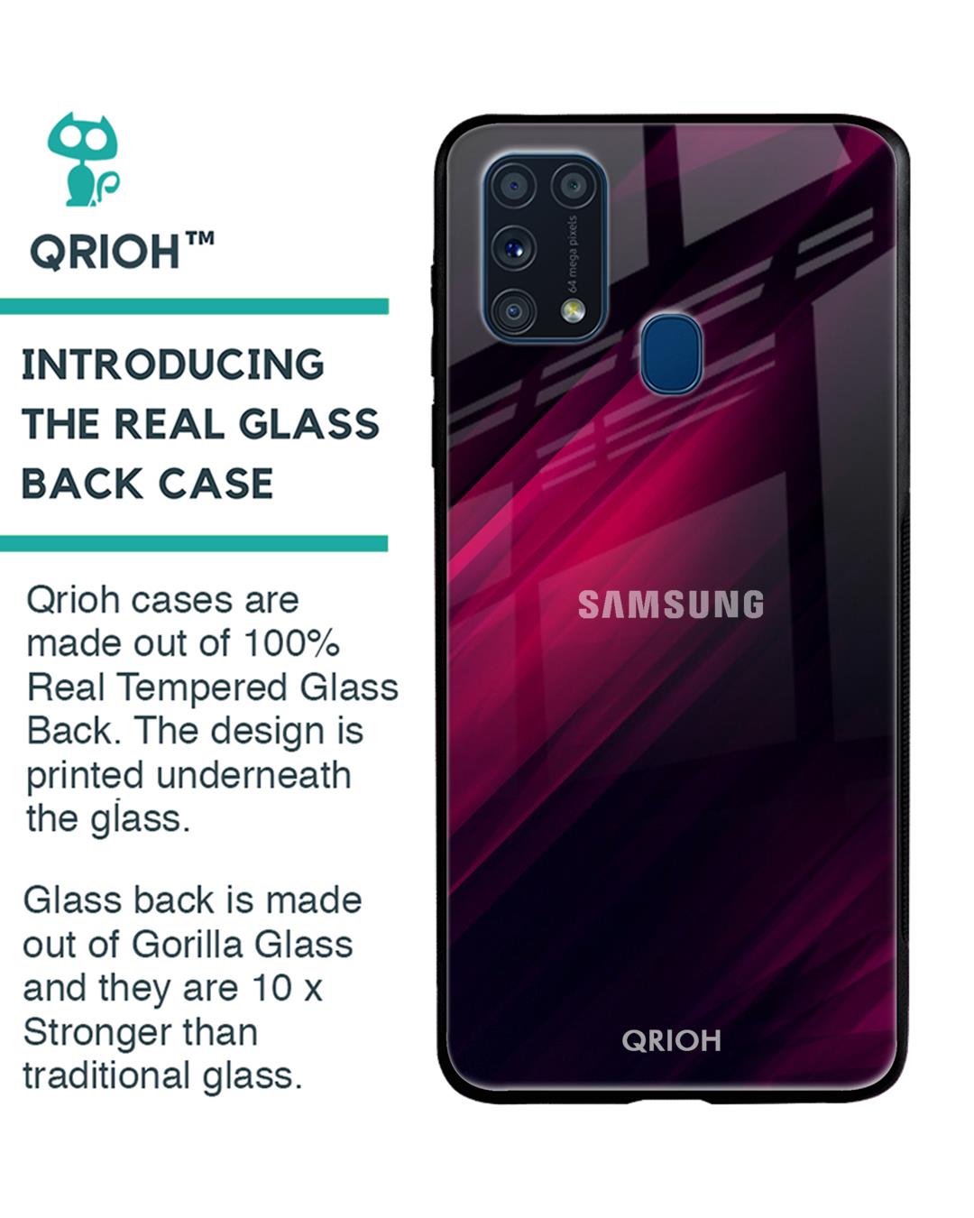 Shop Razor Black Glass Case For Samsung Galaxy M31 Prime-Back