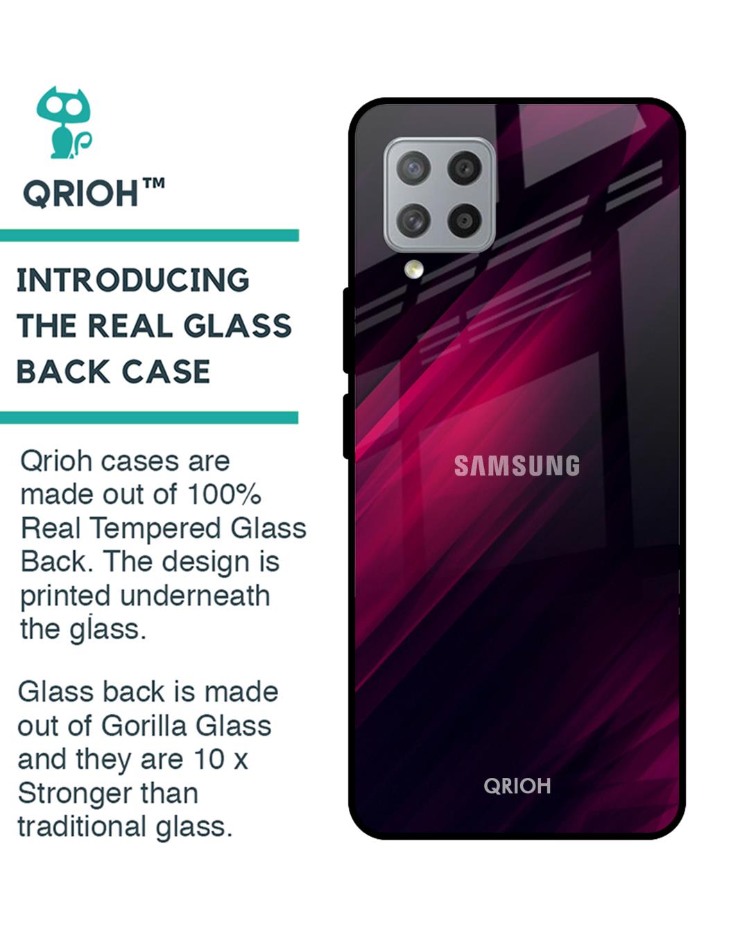 Shop Razor Black Glass Case For Samsung Galaxy M42-Back