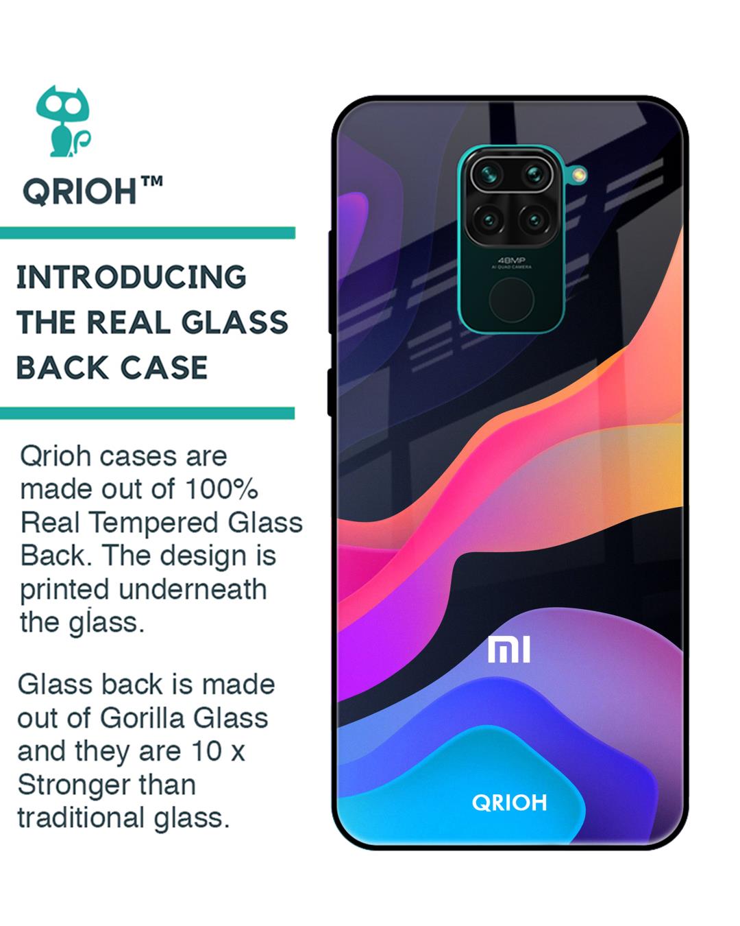 Shop Colorful Fluid Glass Case For Redmi Note 9-Back