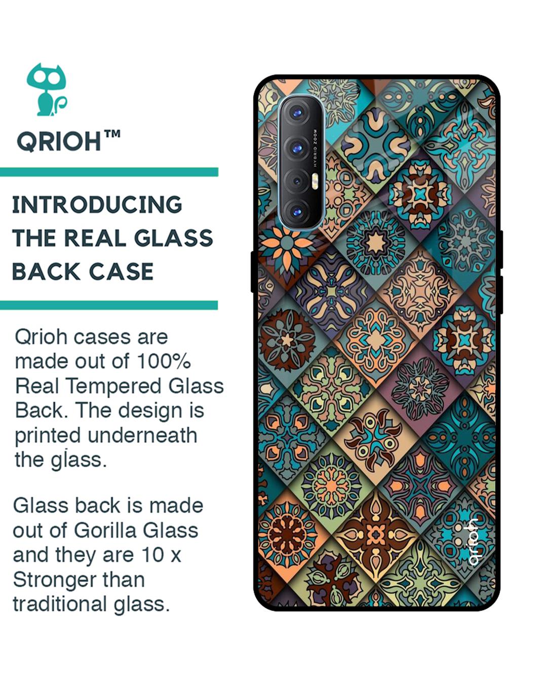 Shop Retro Art Glass Case For Oppo Reno 3 Pro-Back
