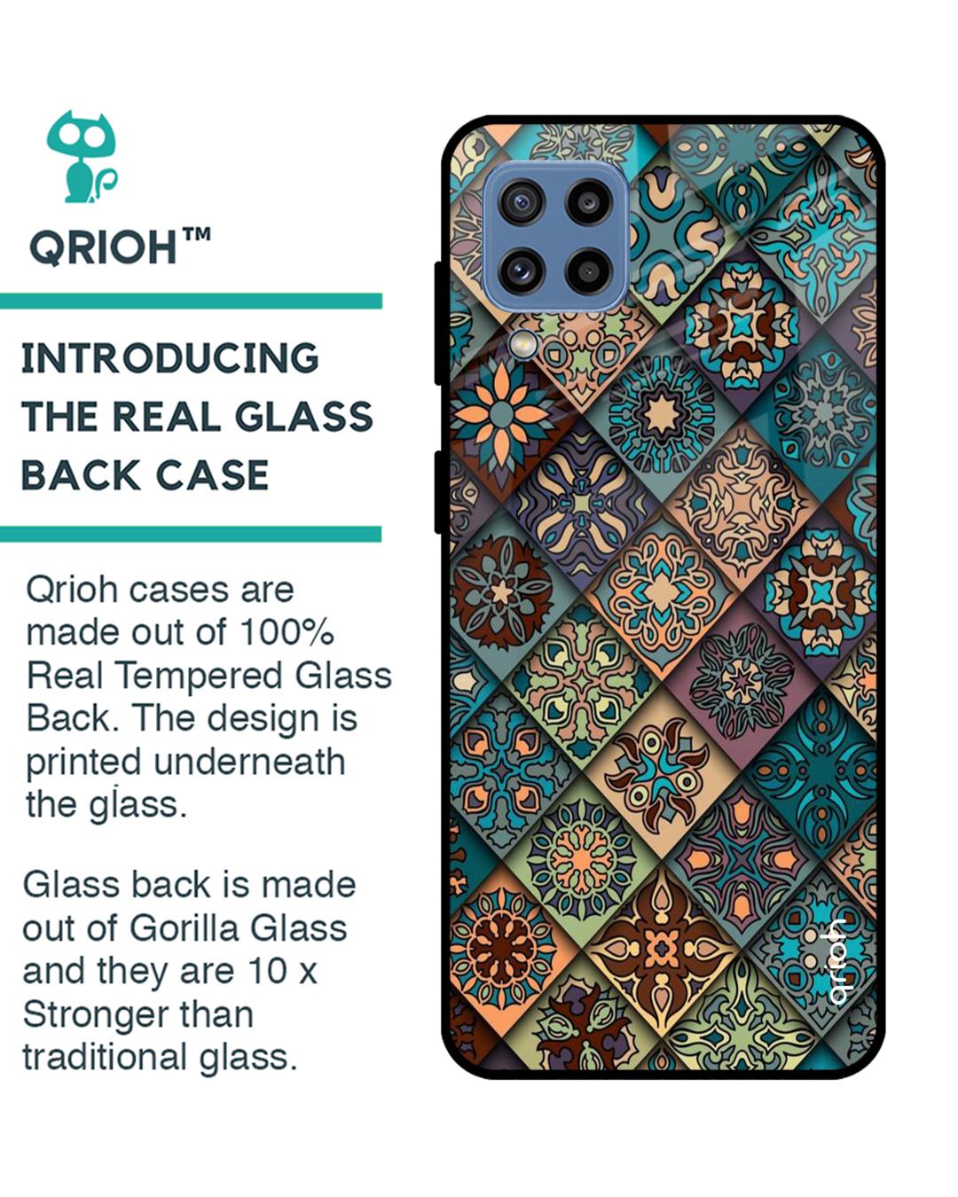 Shop Retro Art Glass Case For Samsung Galaxy M32-Back