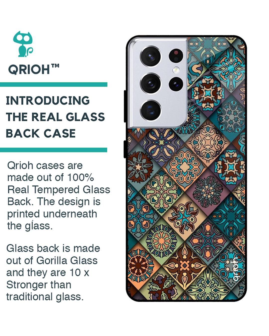 Shop Retro Art Glass Case For Samsung Galaxy S21 Ultra-Back