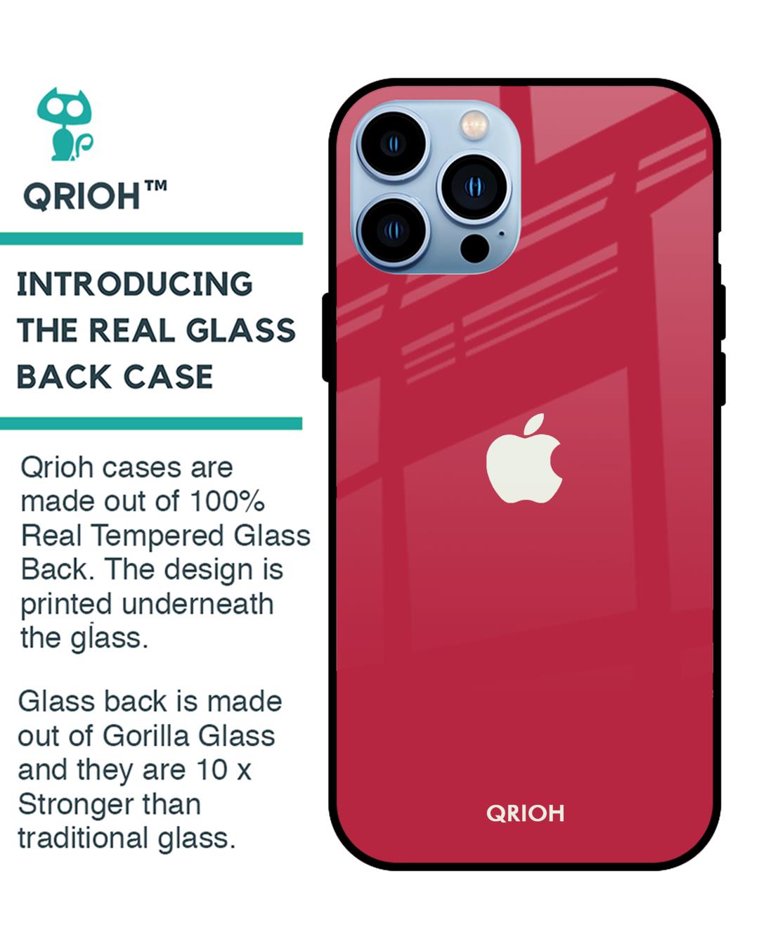 Shop Solo Maroon Glass Case For Iphone 13 Pro Max-Back