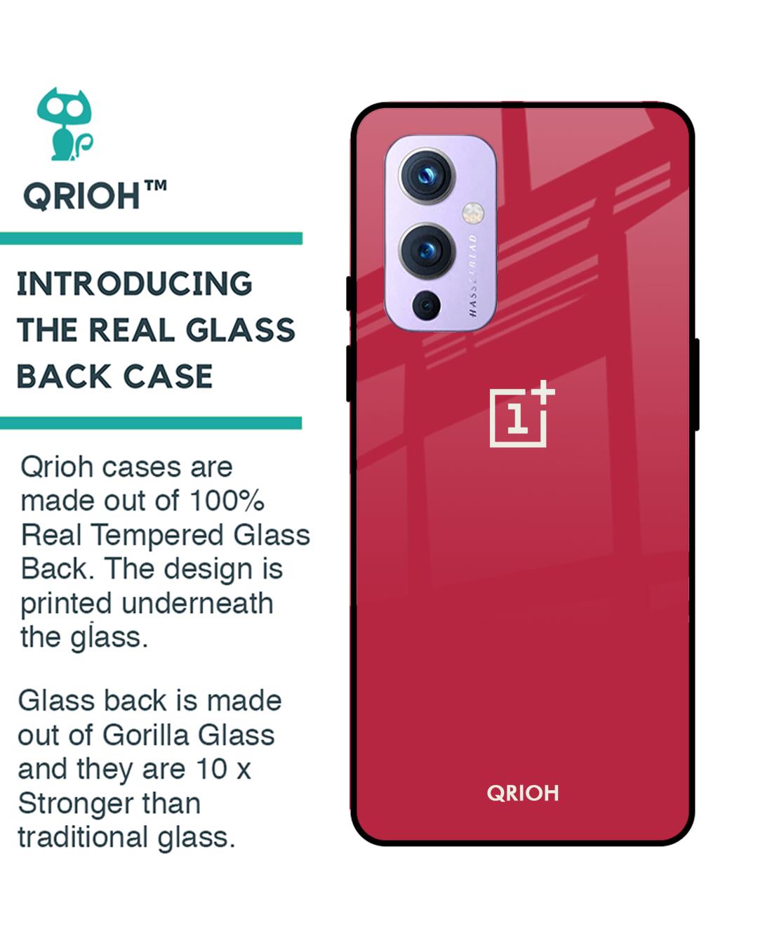 Shop Oneplus 9 Solo Maroon Glass Case-Back