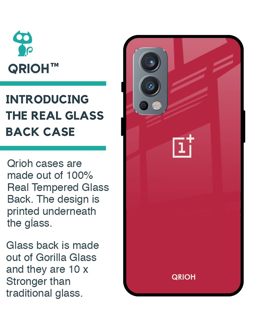 Shop Solo Maroon Glass Case For Oneplus Nord 2-Back