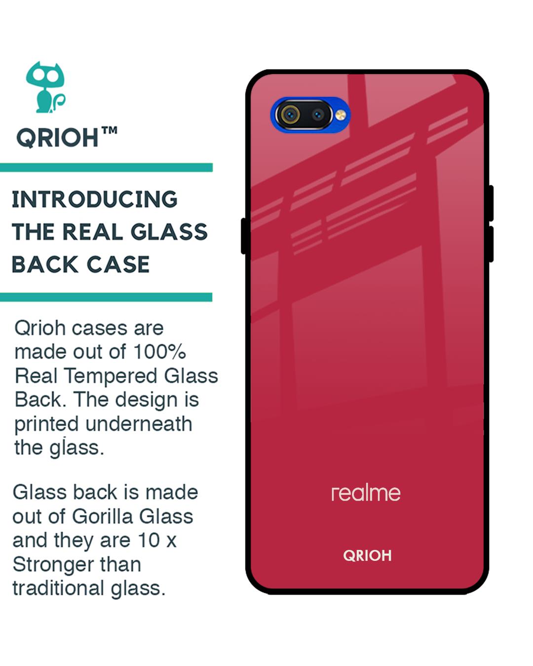 Shop Solo Maroon Glass Case For Realme C2-Back