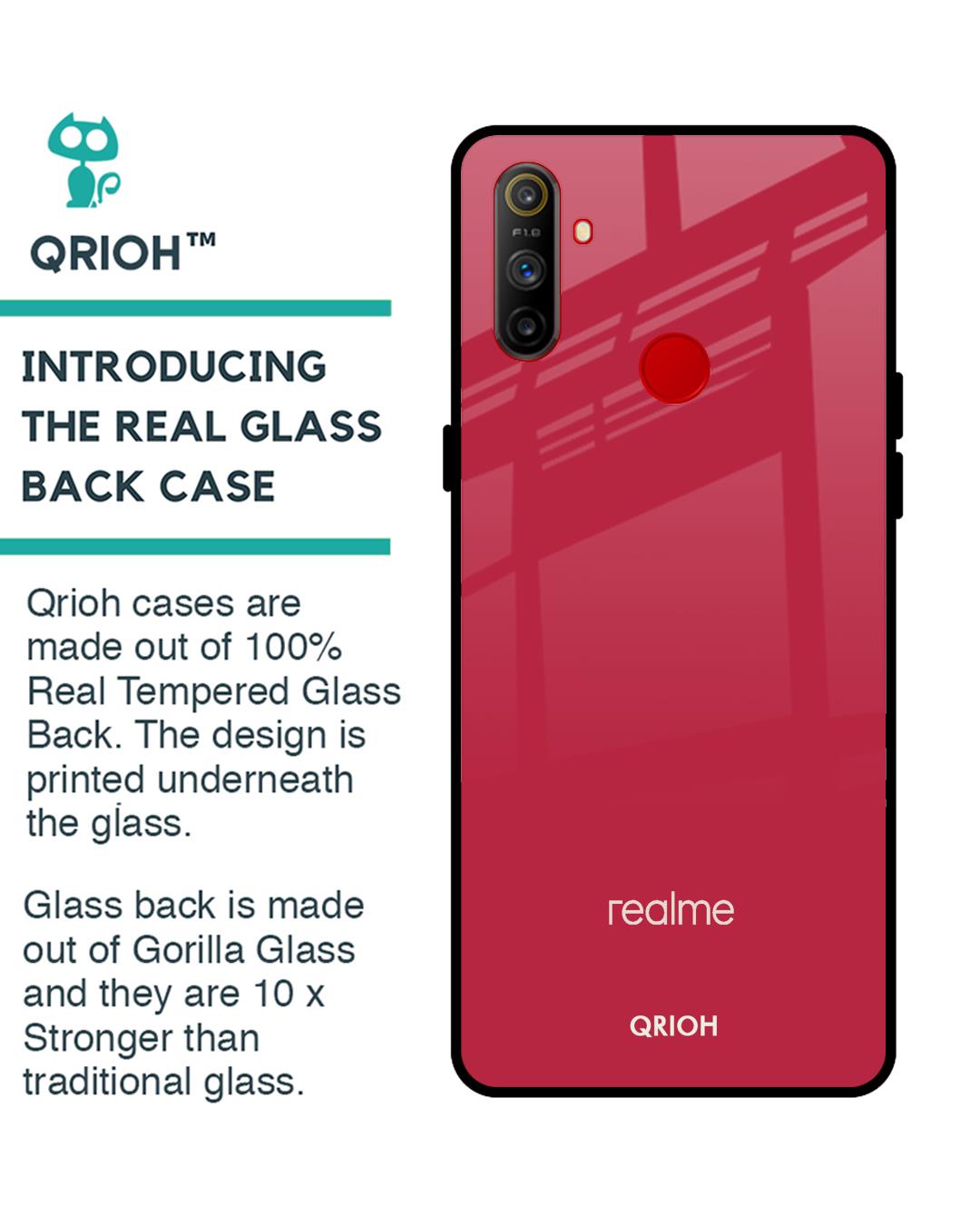 Shop Solo Maroon Glass Case For Realme C3-Back