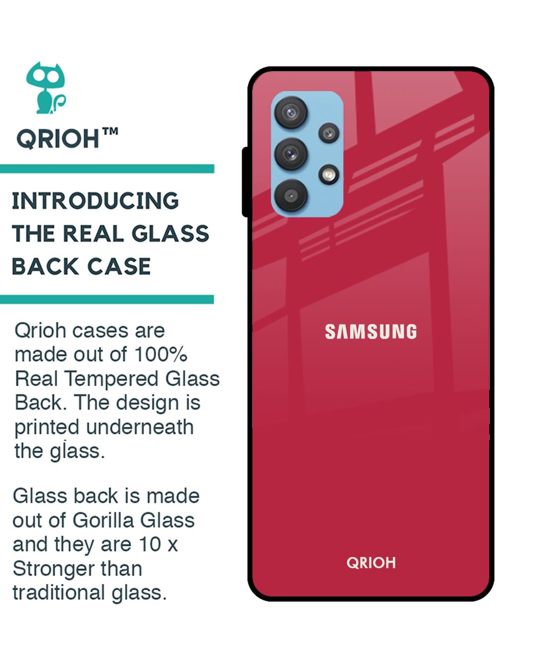 Shop Solo Maroon Glass Case For Samsung Galaxy A32-Back