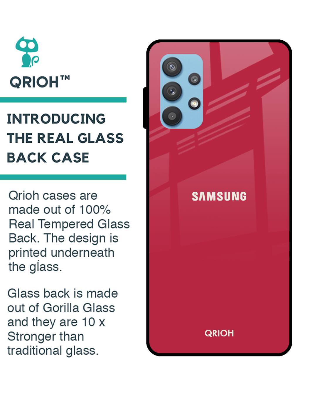 Shop Solo Maroon Glass Case For Samsung Galaxy A52-Back