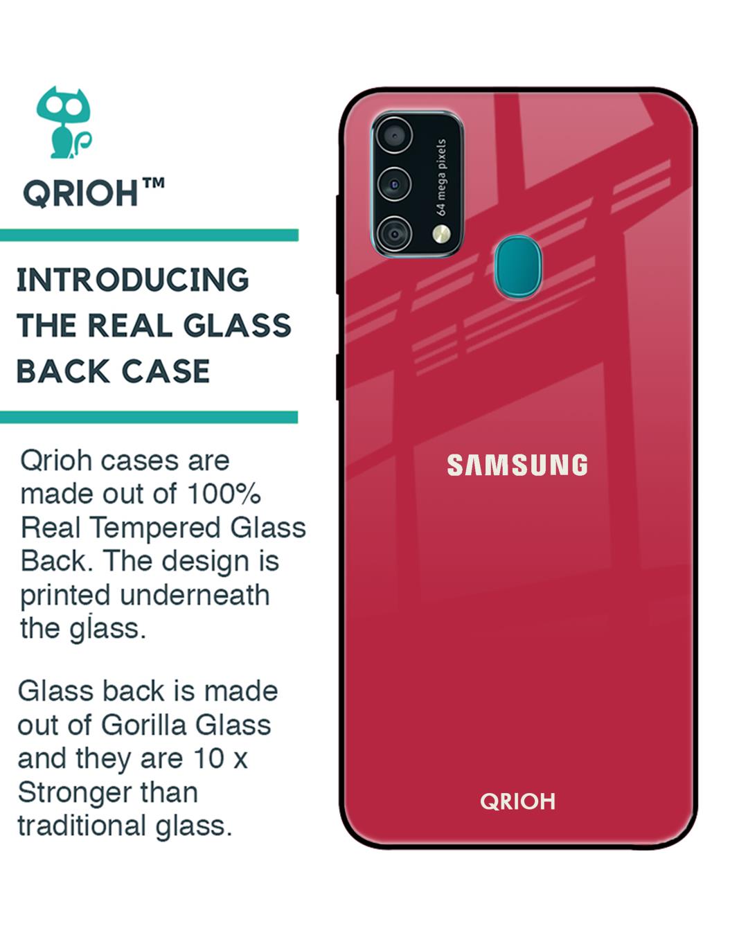 Shop Solo Maroon Glass Case For Samsung Galaxy F41-Back