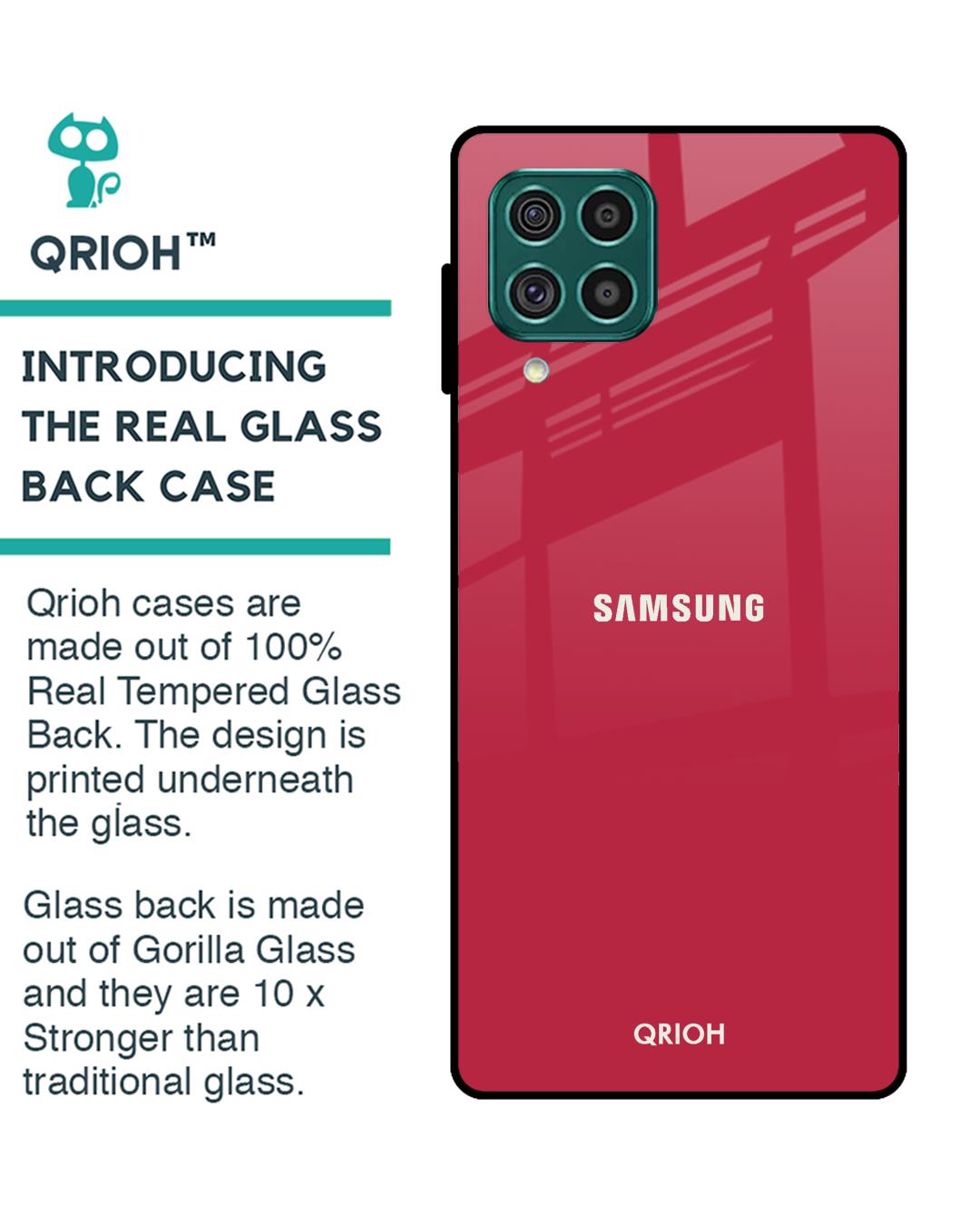 Shop Solo Maroon Glass Case For Samsung Galaxy F62-Back