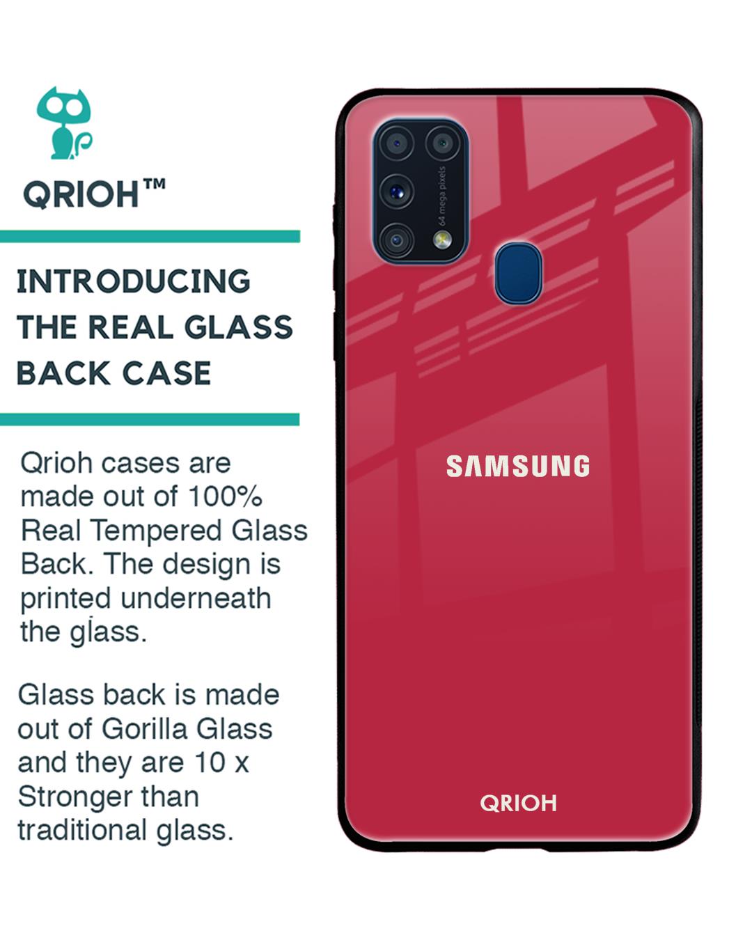 Shop Solo Maroon Glass Case For Samsung Galaxy M31 Prime-Back