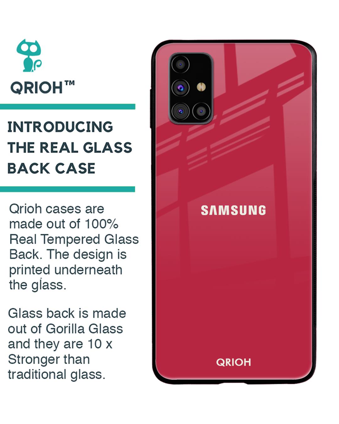 Shop Solo Maroon Glass Case For Samsung Galaxy M31s-Back