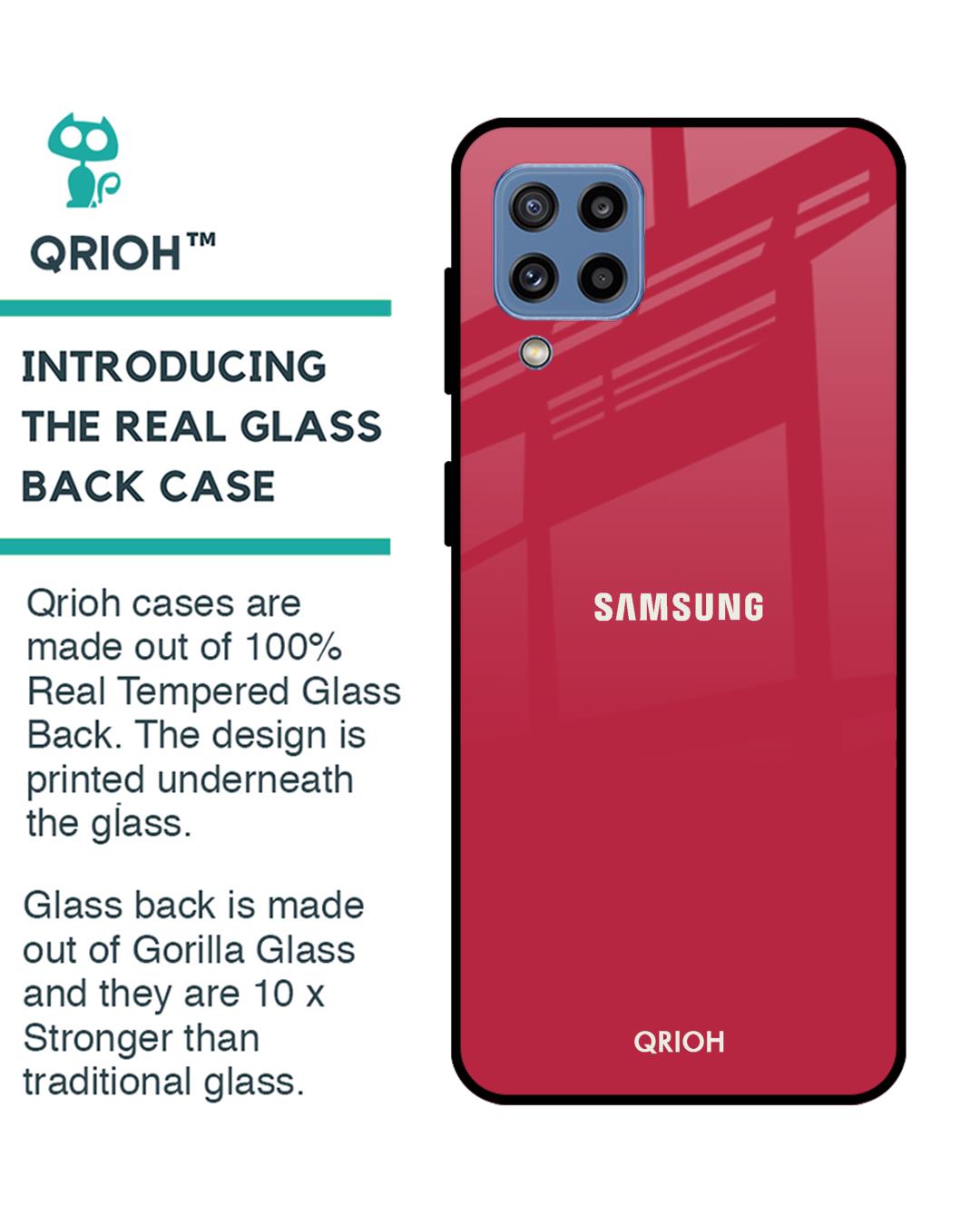 Shop Solo Maroon Glass Case For Samsung Galaxy M32-Back