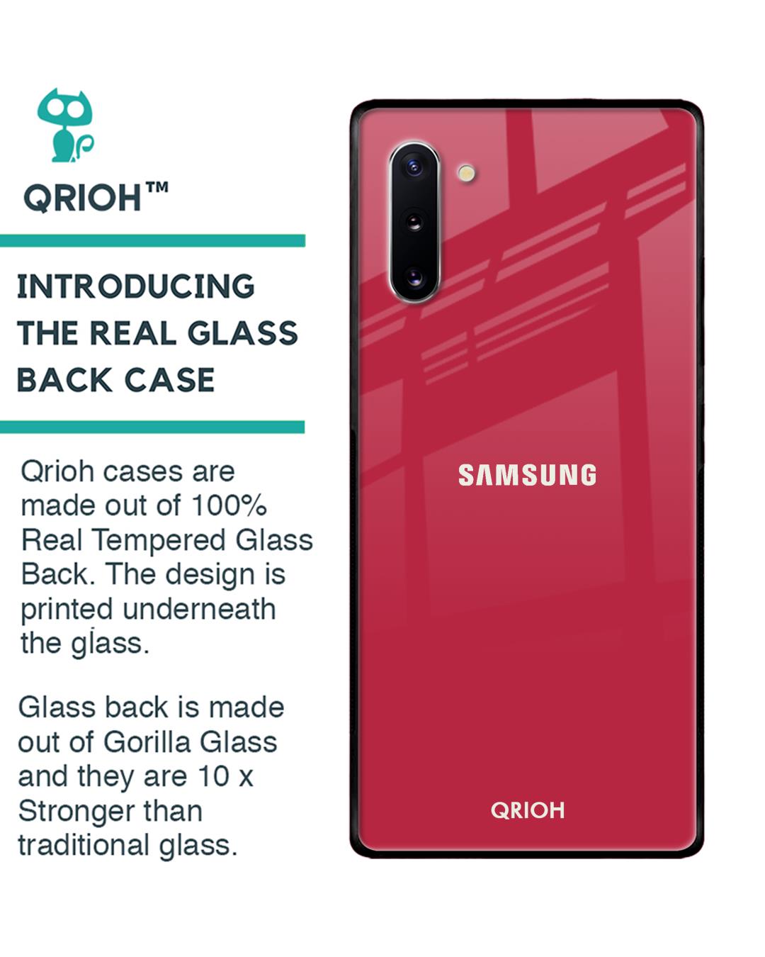 Shop Solo Maroon Glass Case For Samsung Galaxy Note 10-Back