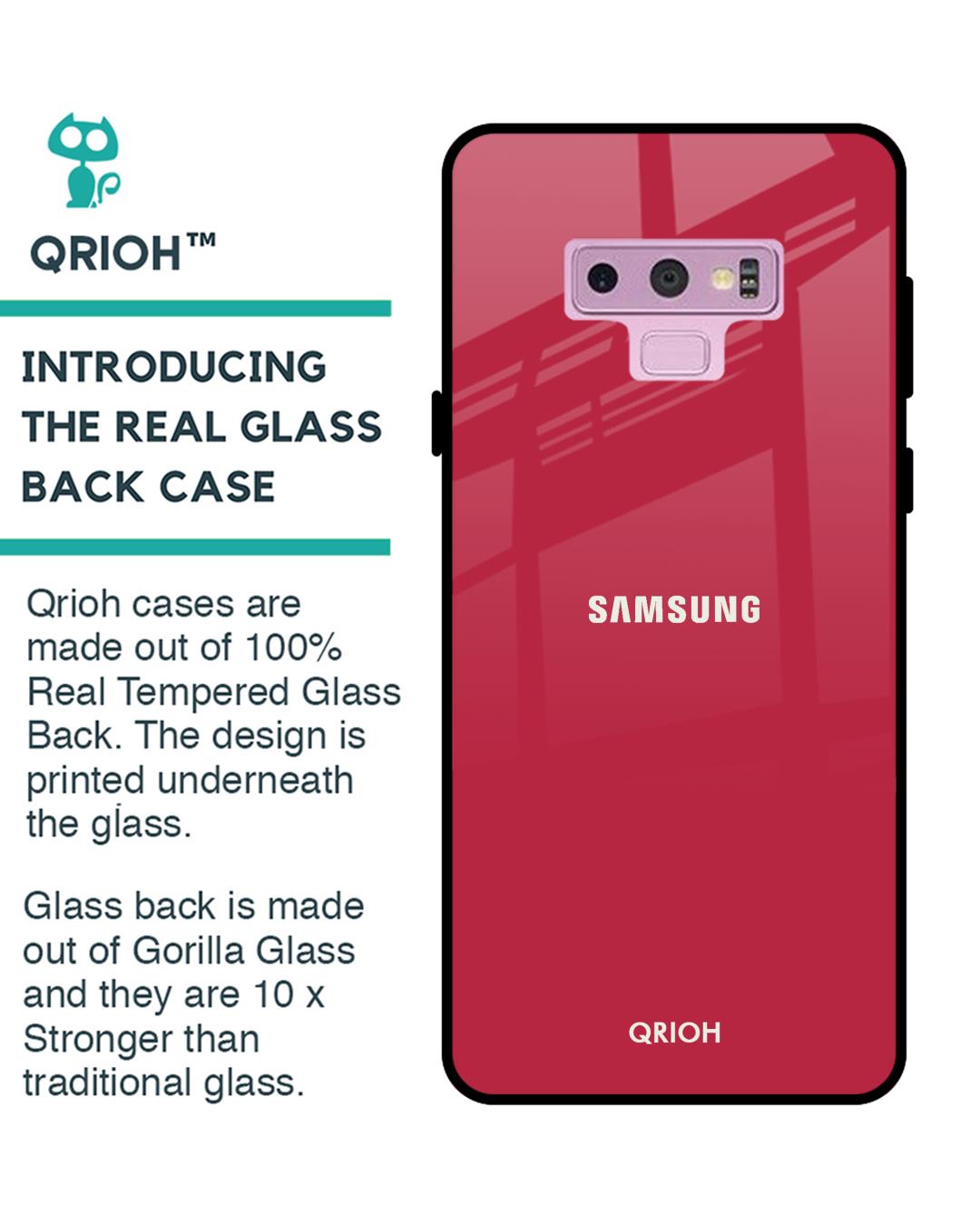 Shop Solo Maroon Glass Case For Samsung Galaxy Note 9-Back
