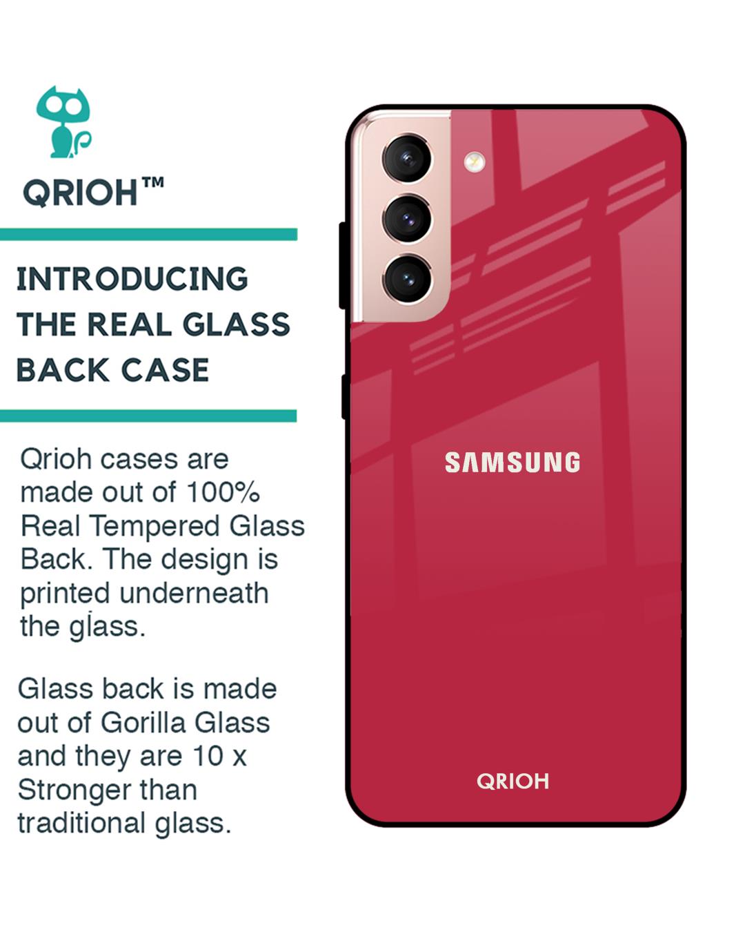Shop Solo Maroon Glass Case For Samsung Galaxy S21 Plus-Back
