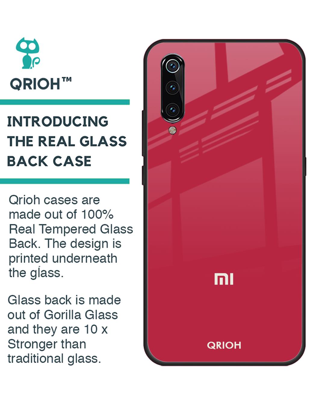 Shop Xiaomi Mi A3 Solo Maroon Glass Case-Back