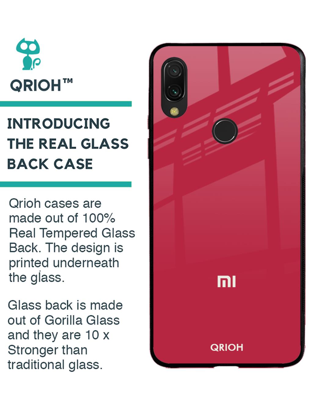 Shop Xiaomi Redmi Note 7s Solo Maroon Glass Case-Back