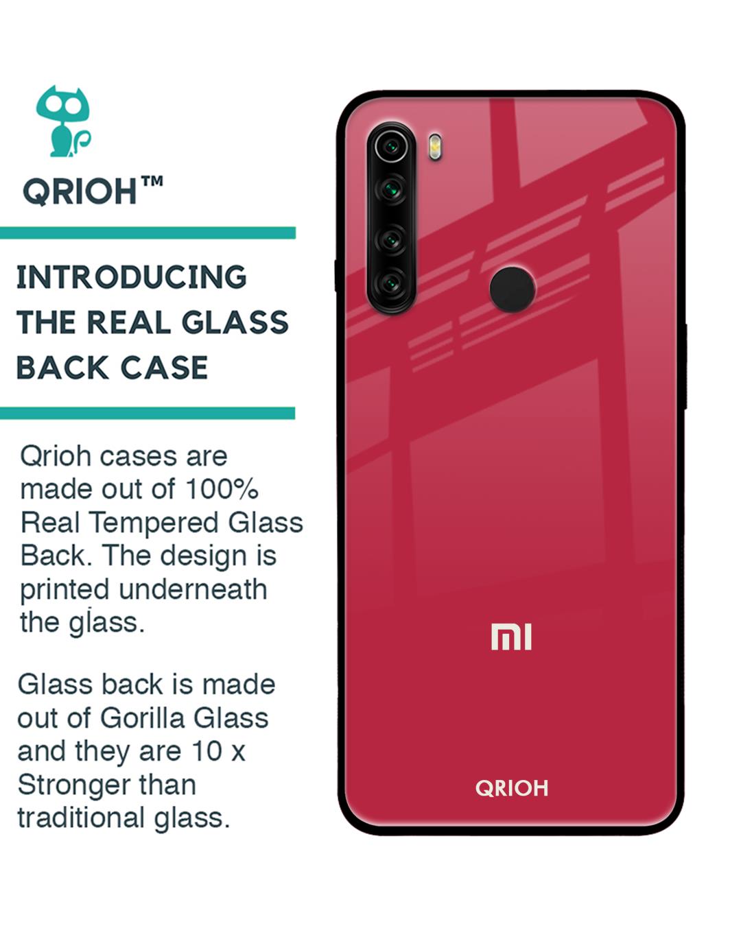 Shop Xiaomi Redmi Note 8 Solo Maroon Glass Case-Back