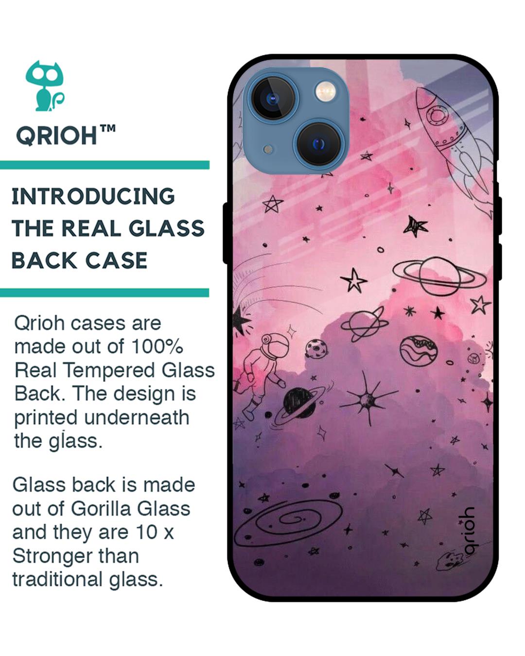 Shop Space Doodles Glass Case For Iphone 13-Back