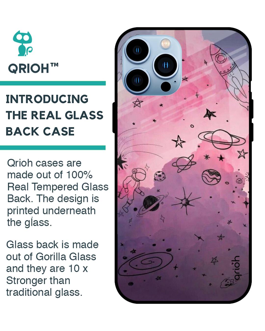 Shop Space Doodles Glass Case For Iphone 13 Pro-Back