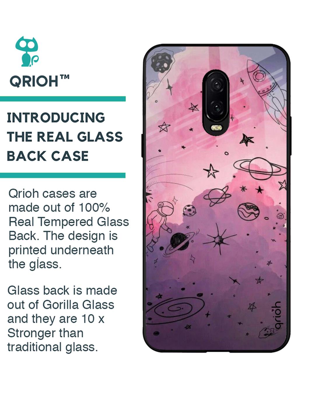 Shop Oneplus 6t Space Doodles Glass Case-Back