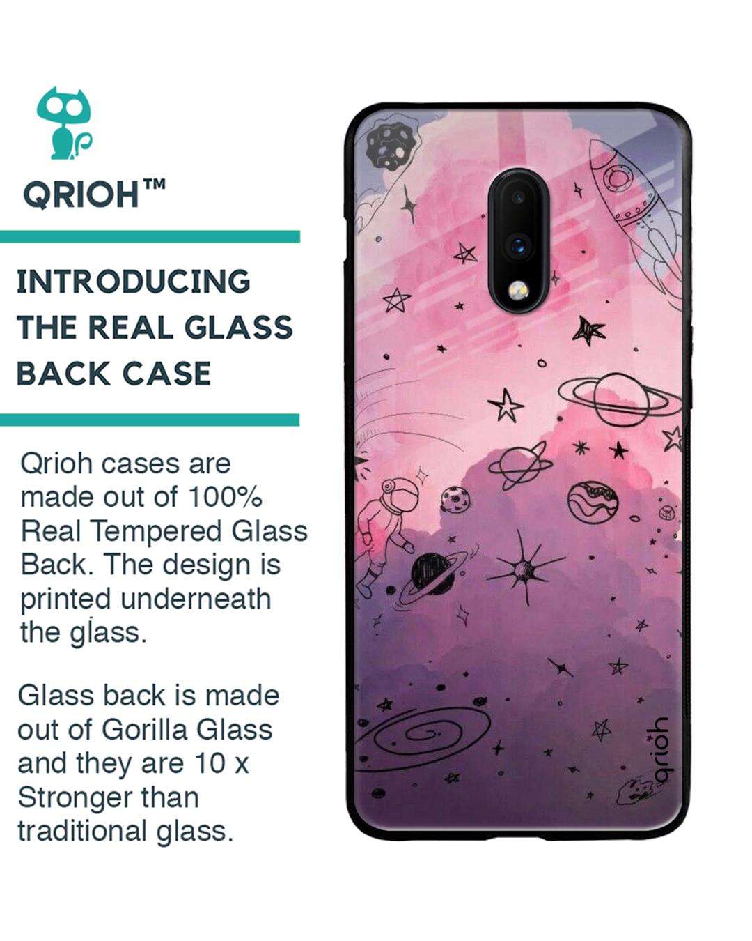 Shop Oneplus 7 Space Doodles Glass Case-Back