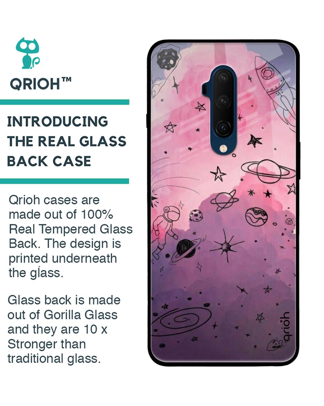 Shop Oneplus 7t Pro Space Doodles Glass Case-Back
