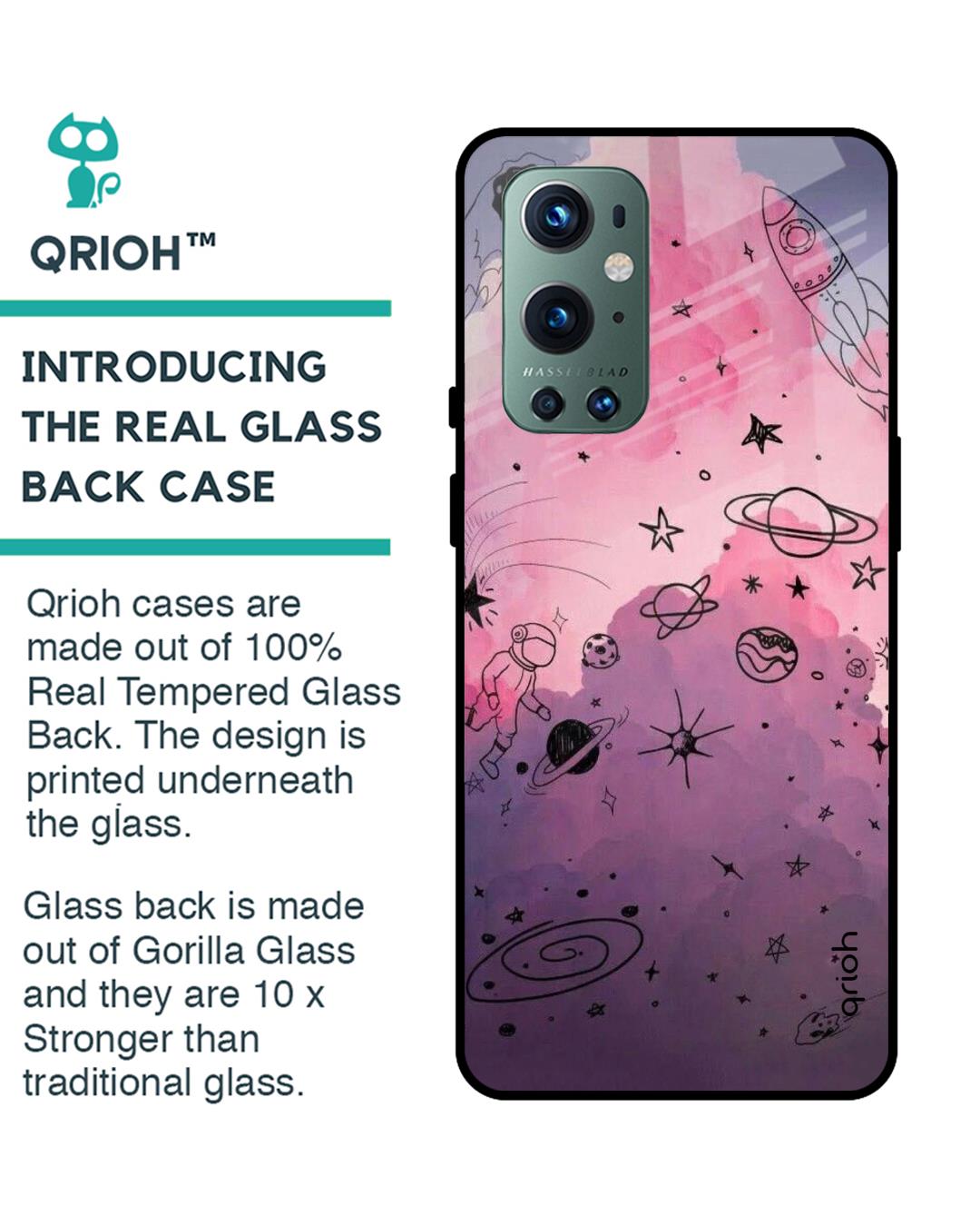 Shop Oneplus 9 Pro Space Doodles Glass Case-Back