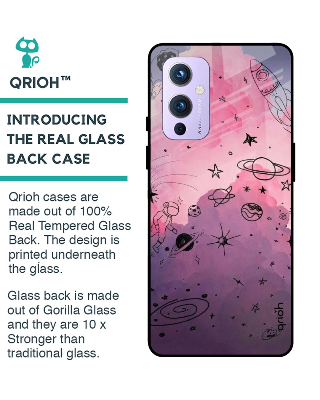 Shop Oneplus 9 Space Doodles Glass Case-Back