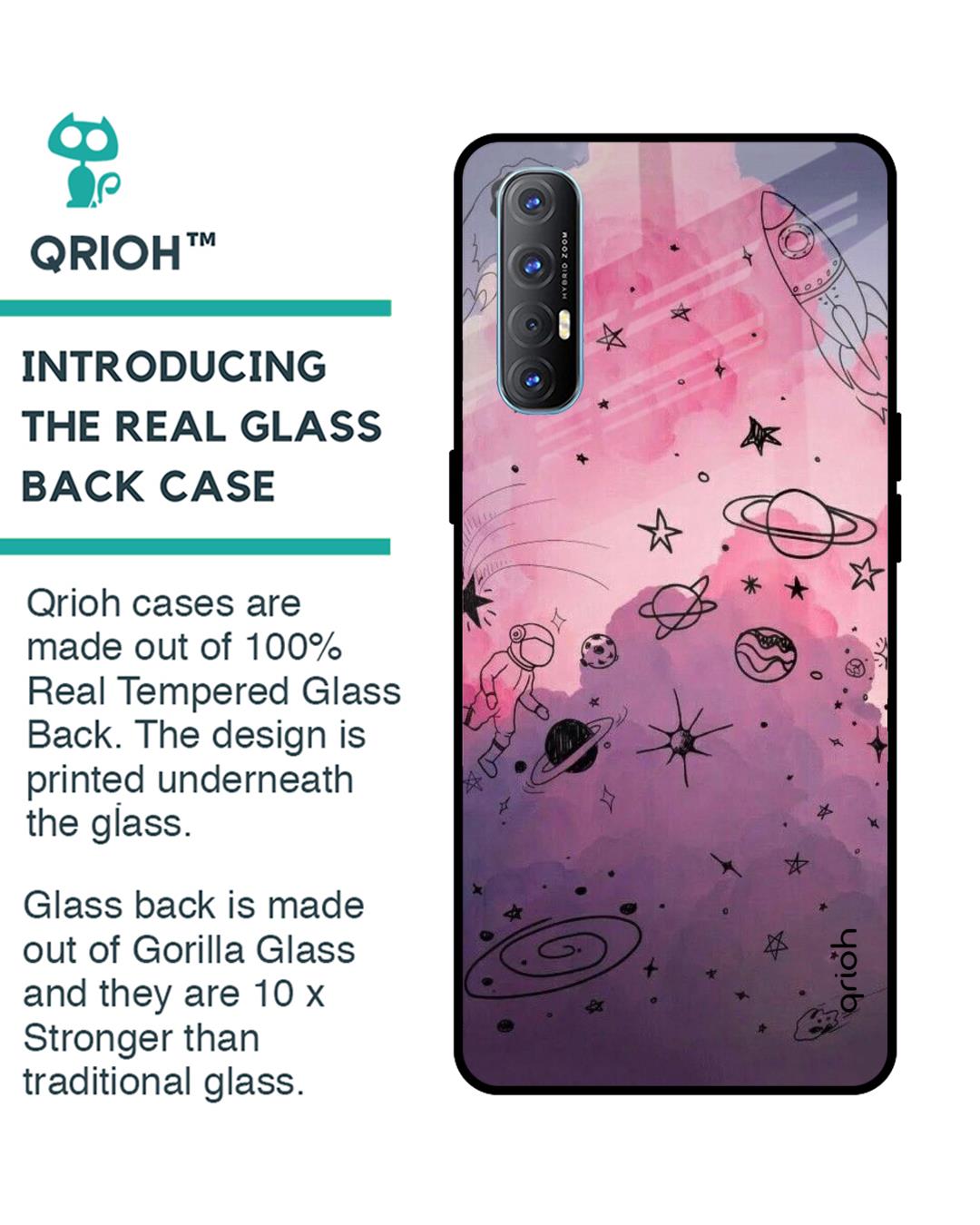 Shop Space Doodles Glass Case For Oppo Reno 3 Pro-Back