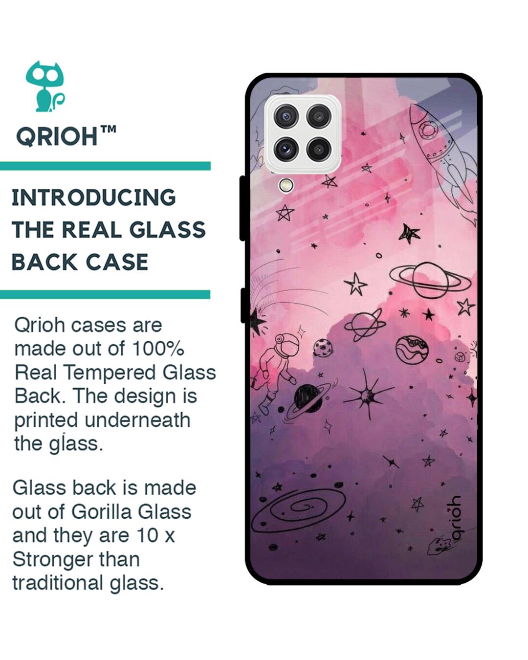 Shop Space Doodles Glass Case For Samsung Galaxy A22-Back