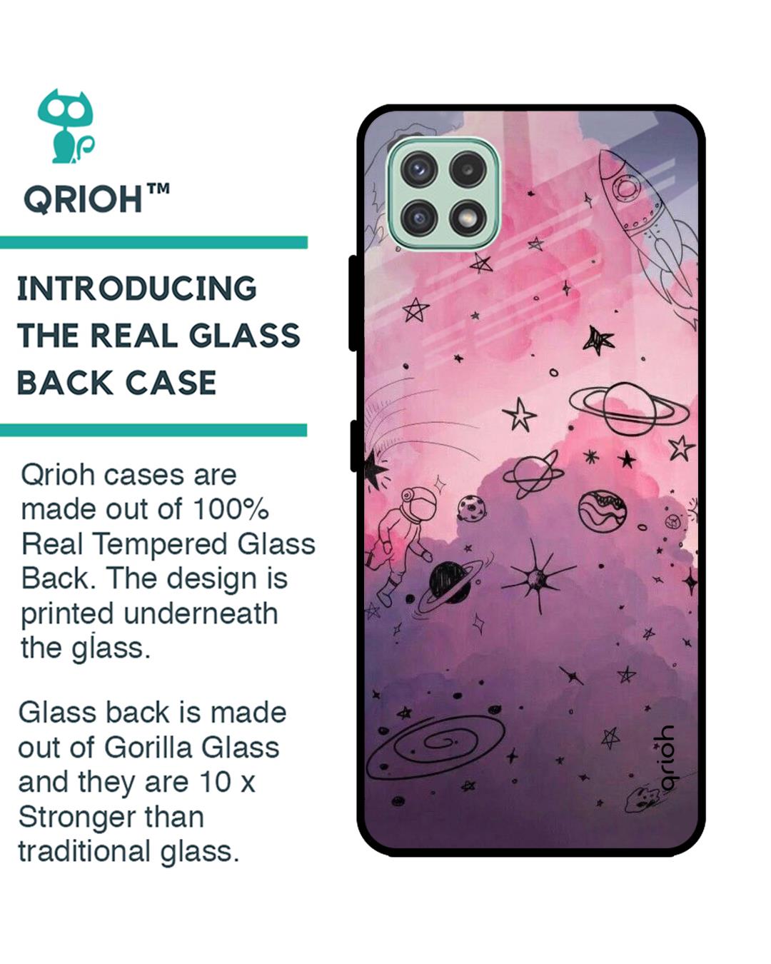 Shop Space Doodles Glass Case For Samsung Galaxy A22 5g-Back