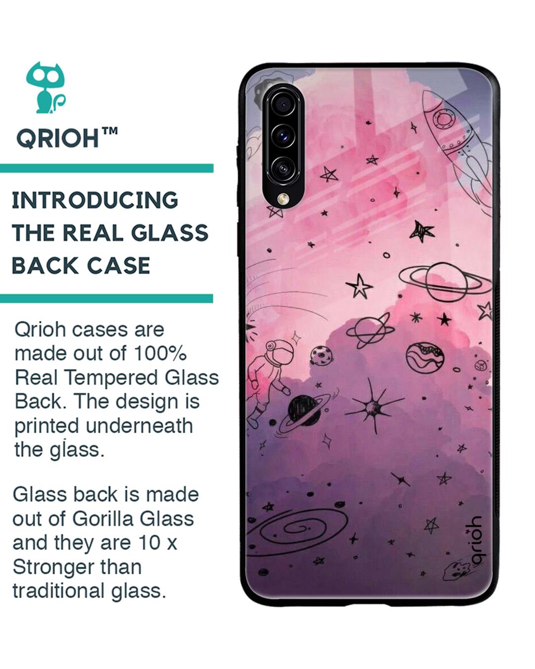 Shop Space Doodles Glass Case For Samsung Galaxy A30s-Back