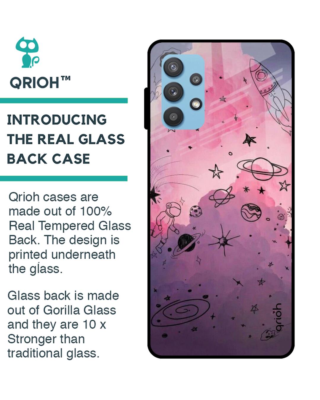 Shop Space Doodles Glass Case For Samsung Galaxy A32-Back