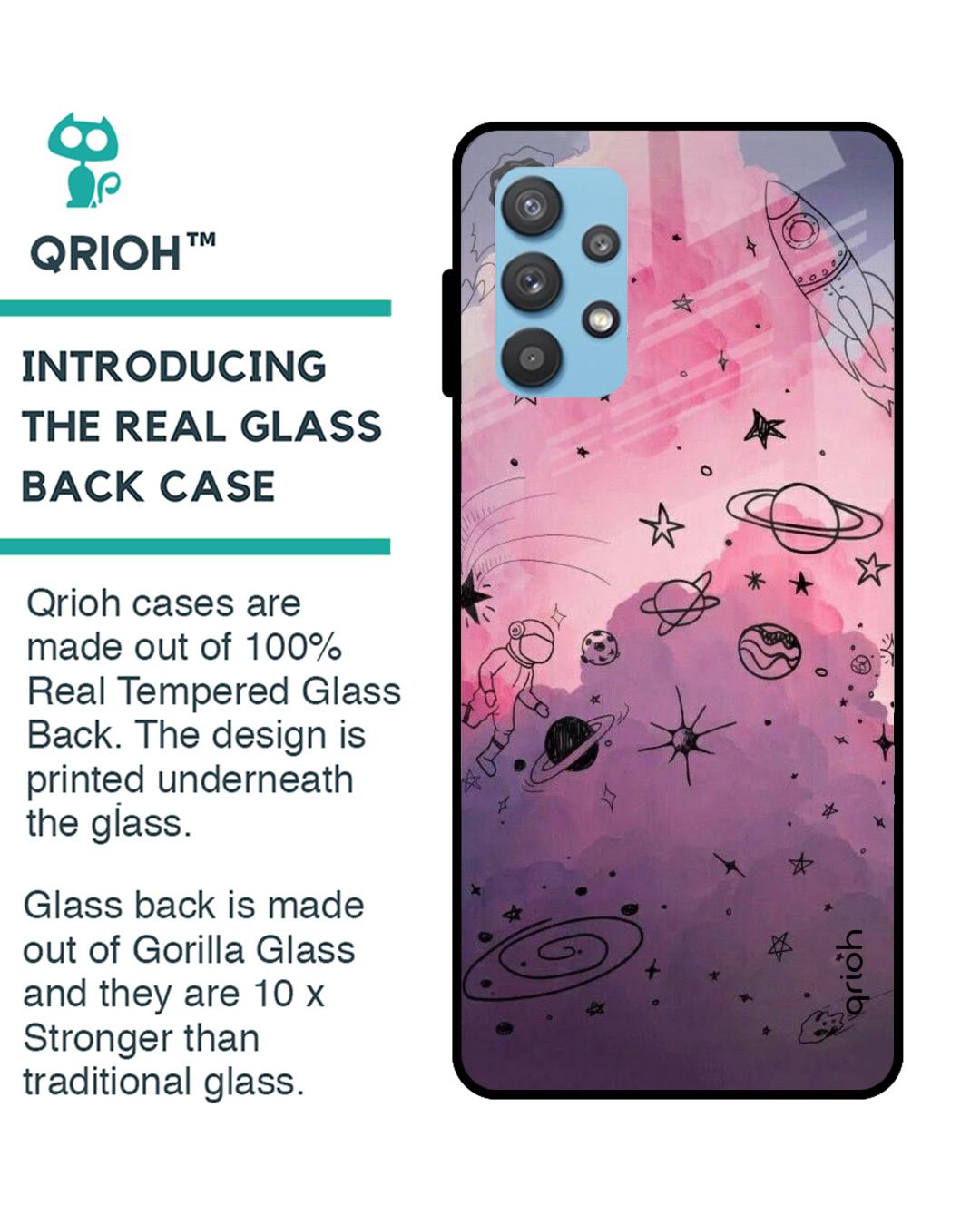 Shop Space Doodles Glass Case For Samsung Galaxy A52-Back