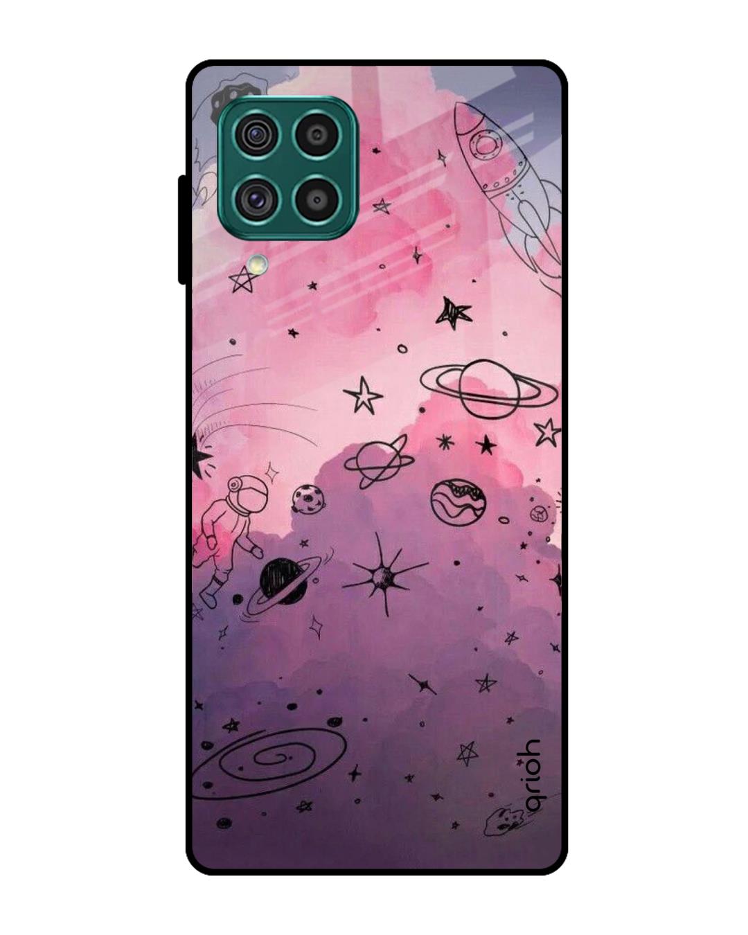 Buy Qrioh Space Doodles Glass Case for Samsung Galaxy F62 Online in