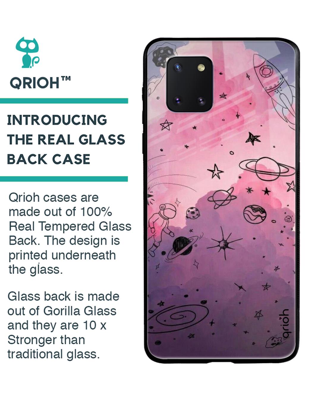 Shop Space Doodles Glass Case For Samsung Galaxy Note 10 Lite-Back