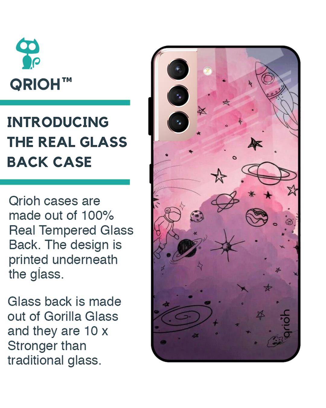 Shop Space Doodles Glass Case For Samsung Galaxy S21 Plus-Back