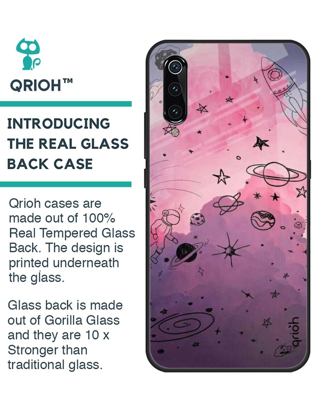 Shop Xiaomi Mi A3 Space Doodles Glass Case-Back