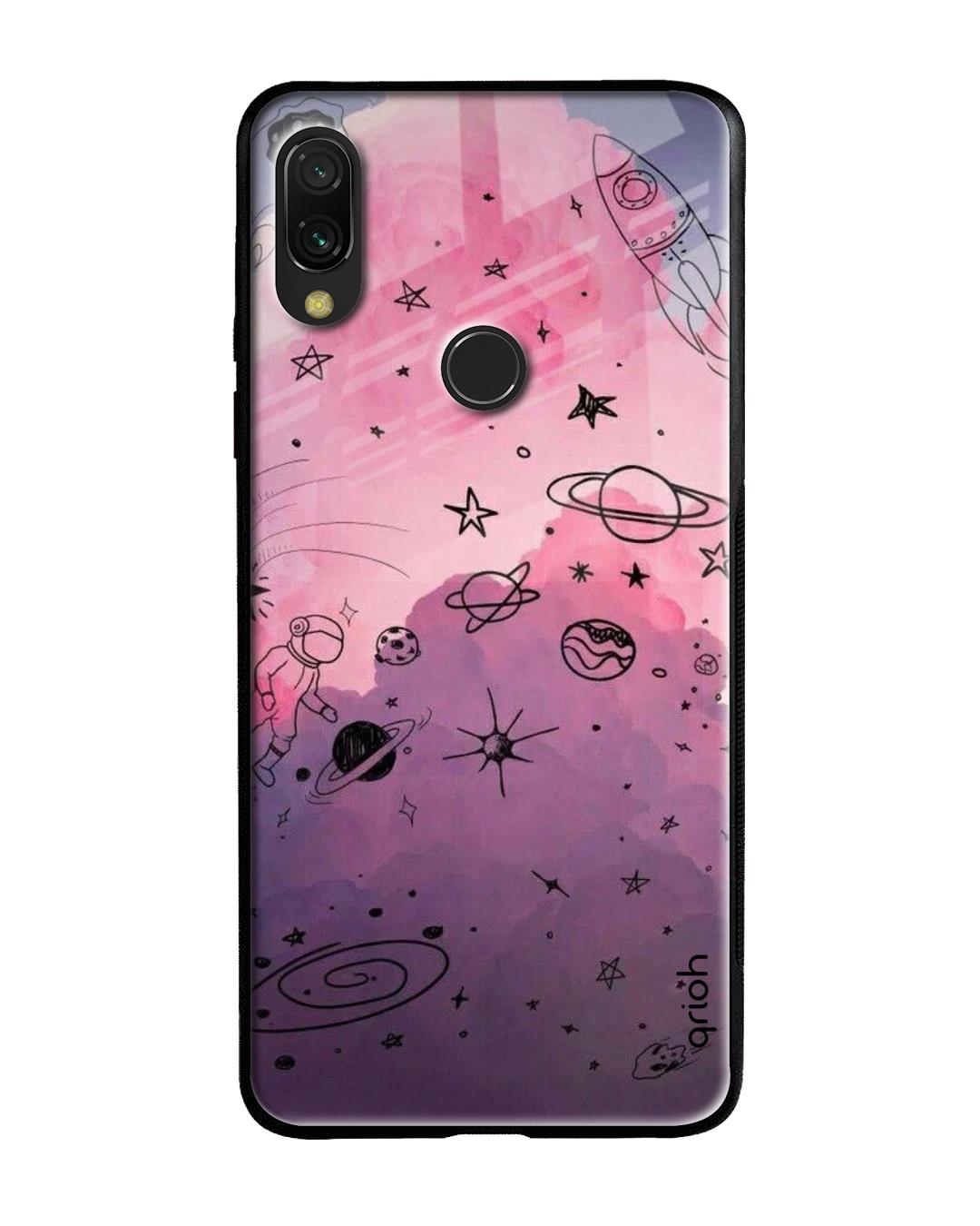 Buy Qrioh Xiaomi Redmi Note 7 Pro Space Doodles Glass Case Online in ...