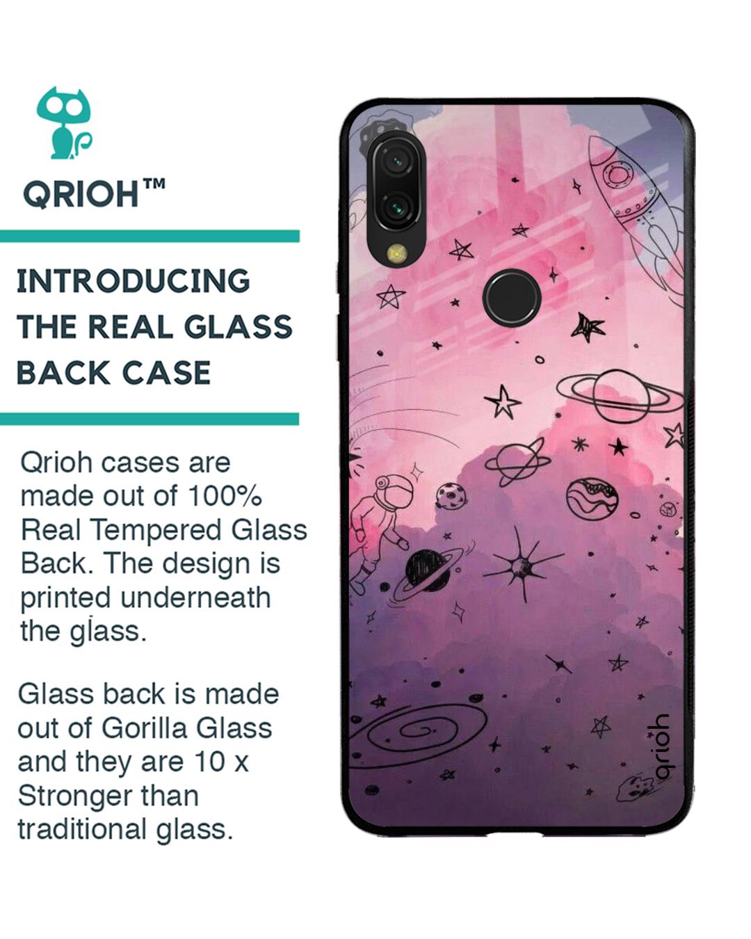 Shop Xiaomi Redmi Note 7 Pro Space Doodles Glass Case-Back