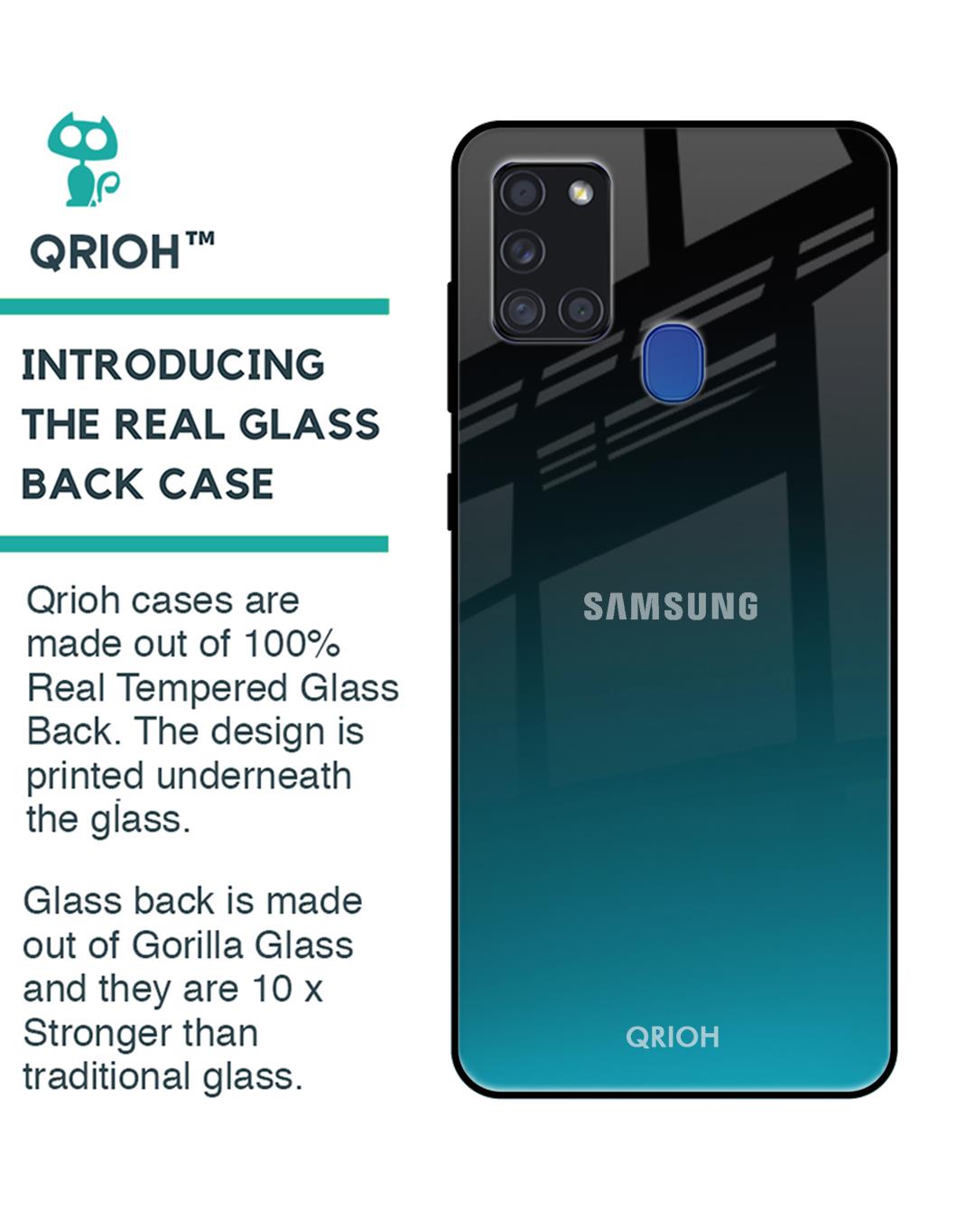 Shop Ultramarine Glass Case For Samsung Galaxy A21s-Back