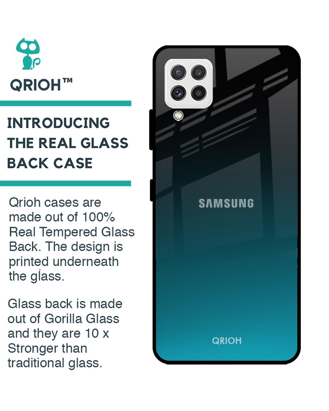 Shop Ultramarine Glass Case For Samsung Galaxy A22-Back