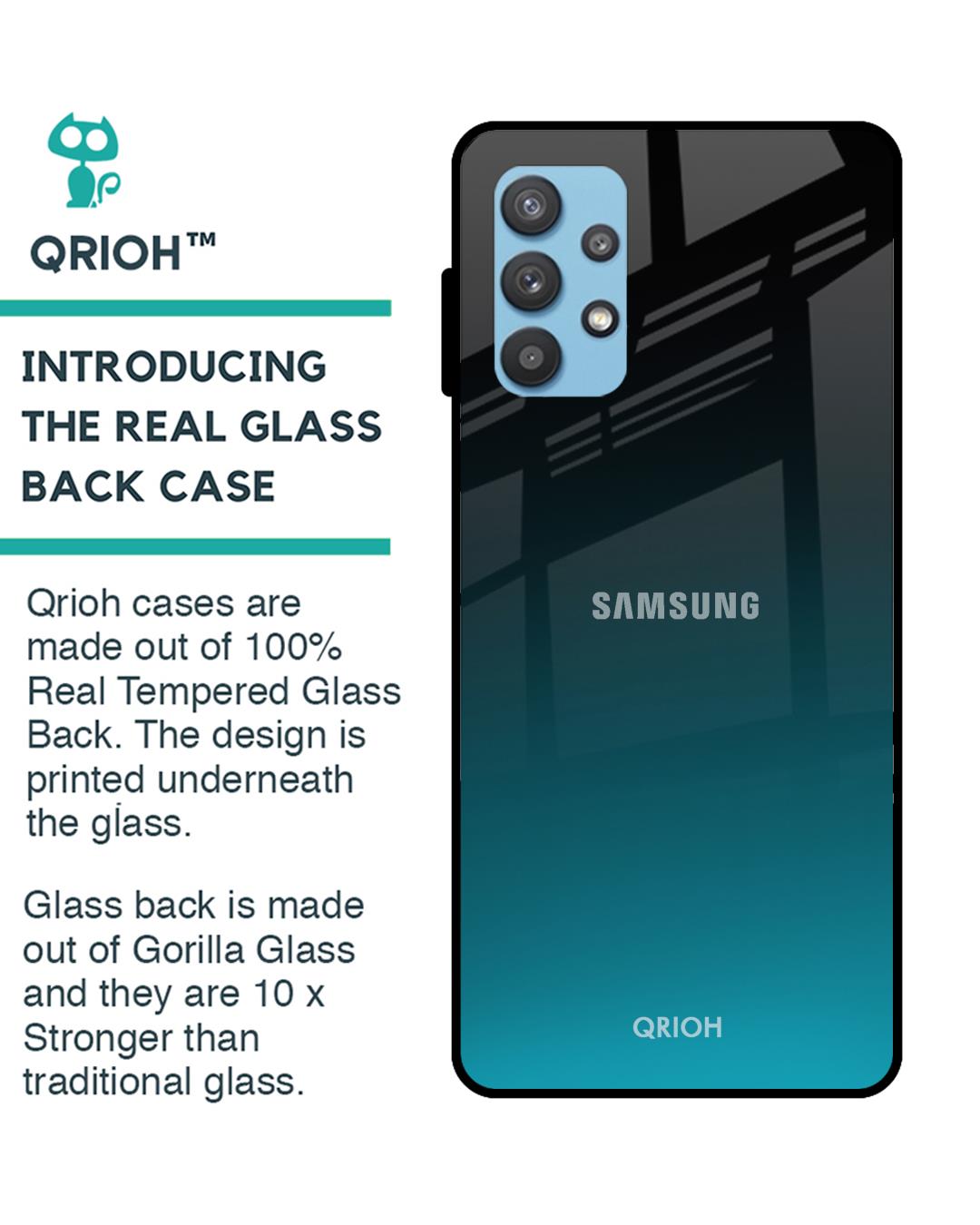 Shop Ultramarine Glass Case For Samsung Galaxy A32-Back