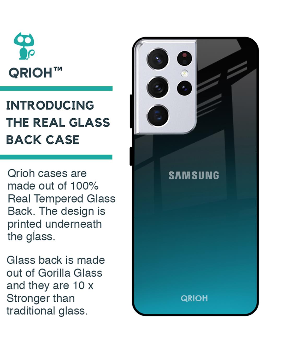 Shop Ultramarine Glass Case For Samsung Galaxy S21 Ultra-Back