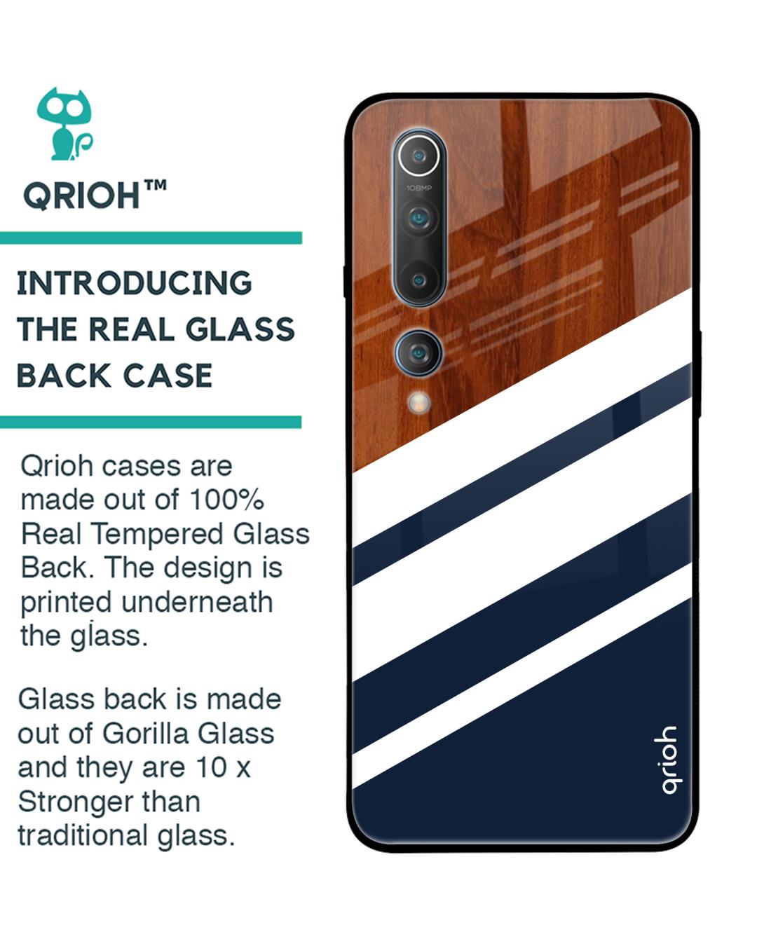 Shop Bold Stripes Glass Case For Xiaomi Mi 10 Pro-Back