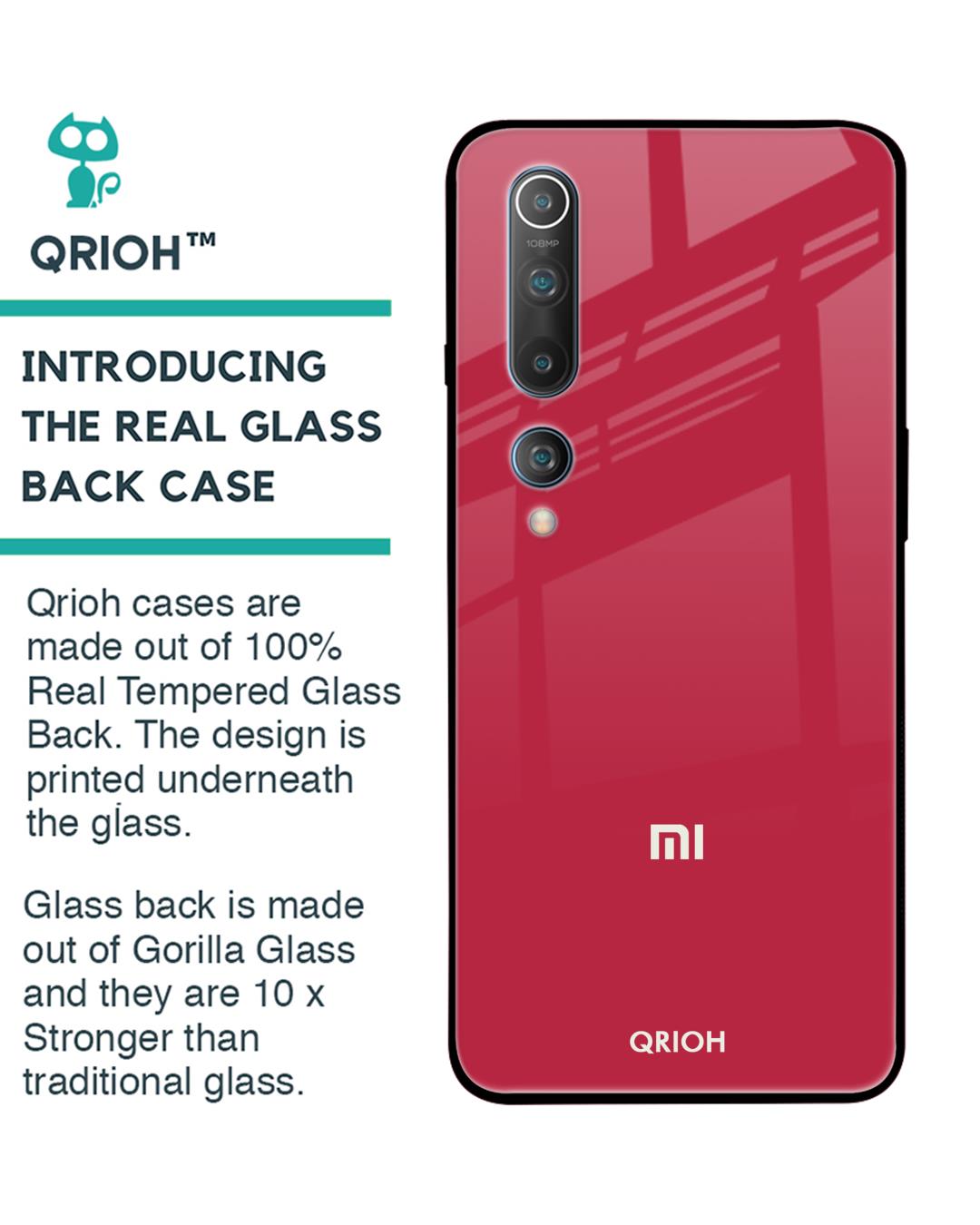 Shop Solo Maroon Glass Case For Xiaomi Mi 10 Pro-Back